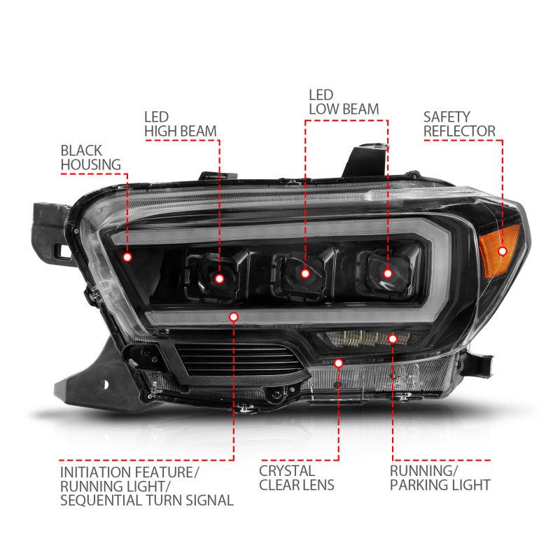 ANZO 16-22 Toyota Tacoma LED Projector Headlights w/ Light Bar Sequential Black Housing w/Initiation - Order Your Parts - اطلب قطعك
