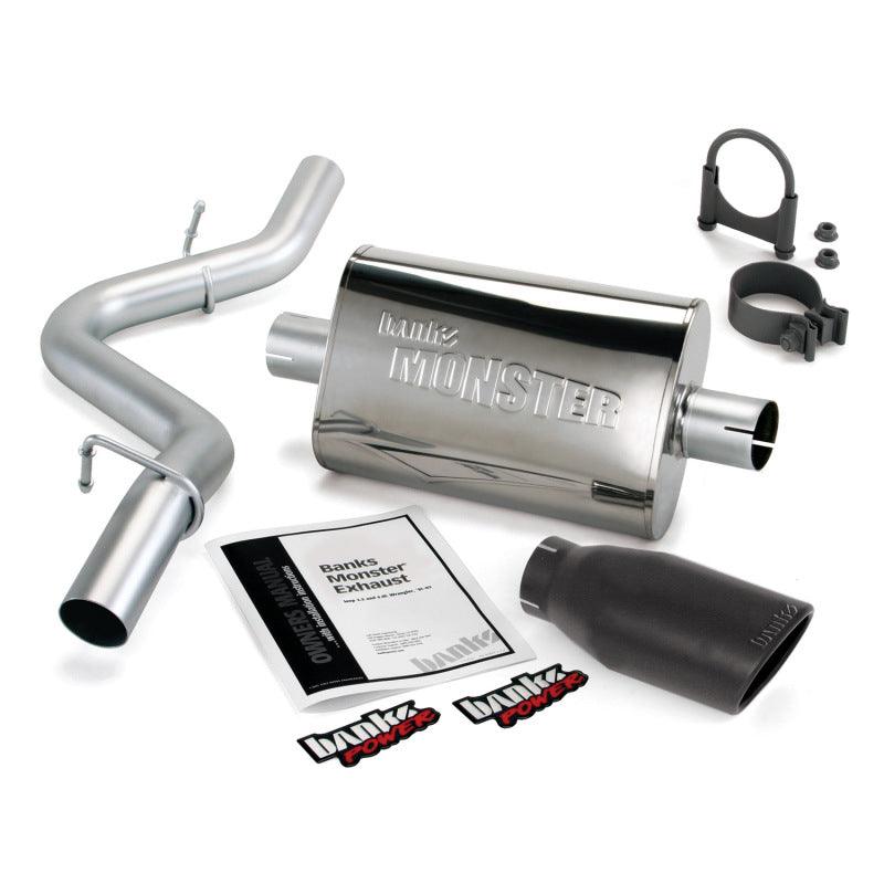 Banks Power 97-99 Jeep 2.5/4.0L Wrangler Slip Fit Cat Monster Exh Sys - SS Single Exh w/ Blk Tip - Order Your Parts - اطلب قطعك