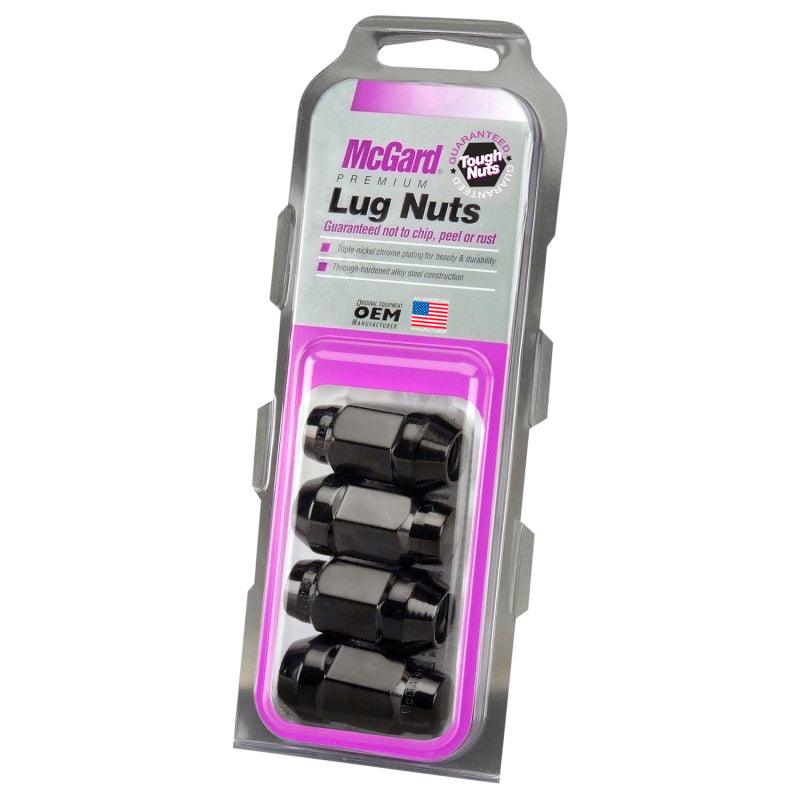 McGard Hex Lug Nut (Cone Seat Bulge Style) M14X1.5 / 22mm Hex / 1.945in. Length (4-Pack) - Black - Order Your Parts - اطلب قطعك