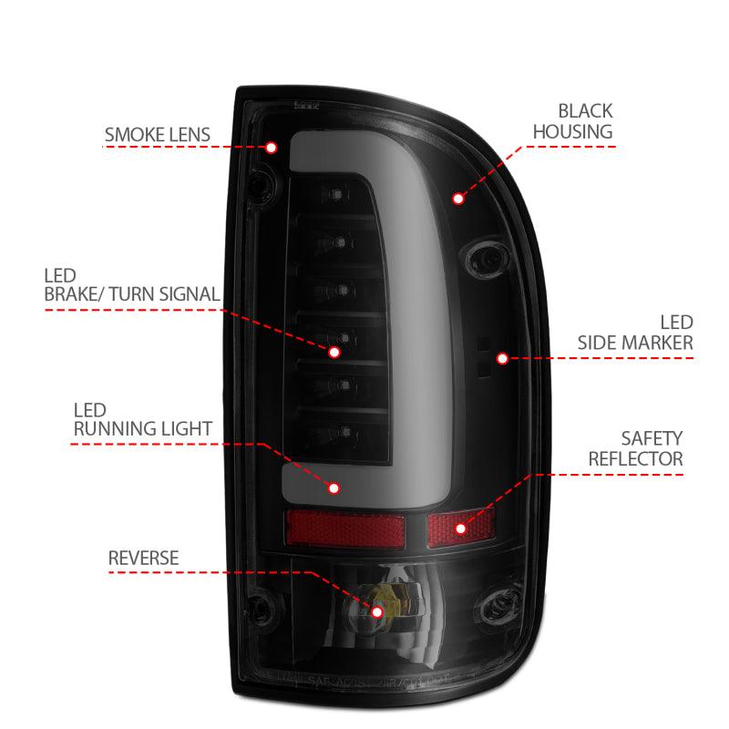 ANZO 1995-2000 Toyota Tacoma LED Taillights Black Housing Smoke Lens (Pair) - Order Your Parts - اطلب قطعك