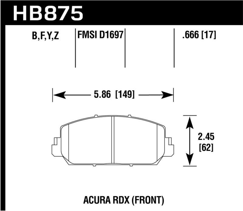 Hawk 14-17 Acura RDX/RLX Performance Ceramic Street Front Brake Pads - Order Your Parts - اطلب قطعك