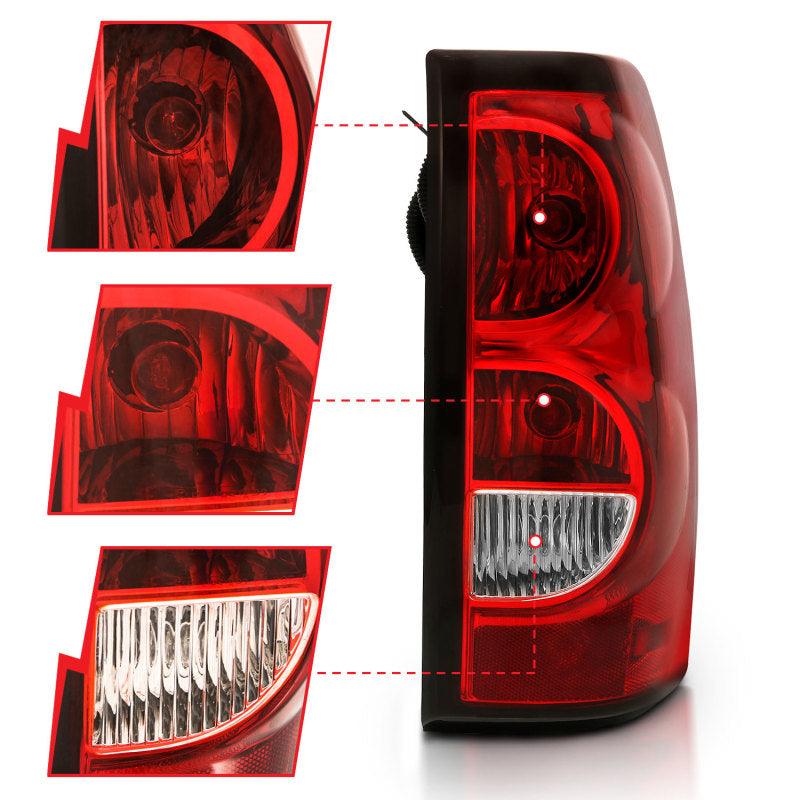 ANZO 2004-2007 Chevy Silverado Taillight Red/Clear Lens w/Black Trim (OE Replacement) - Order Your Parts - اطلب قطعك