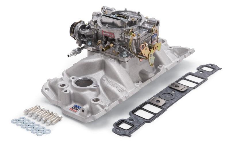 Edelbrock Manifold And Carb Kit Performer Eps Small Block Chevrolet 1957-1986 Natural Finish - Order Your Parts - اطلب قطعك