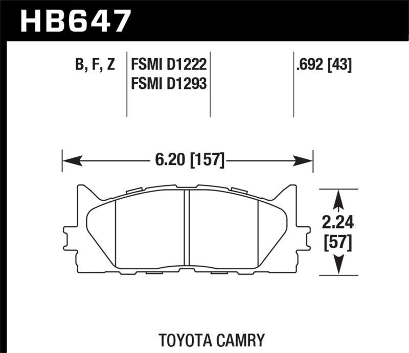 Hawk 10 Lexus ES350 / 07-11 Toyota Camry SE/XLE HPS Street Front Brake Pads - Order Your Parts - اطلب قطعك