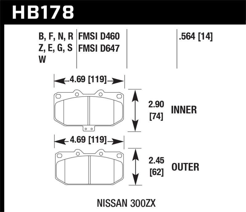 Hawk 06-07 WRX / 89-96 Nissan 300ZX / 89-93 Skyline GT-R DOTC-60 Front Race Pads - Order Your Parts - اطلب قطعك
