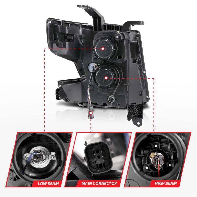 ANZO 2015-2020 Chevy Tahoe Projector Headlights Plank Style Black w/DRL - Order Your Parts - اطلب قطعك
