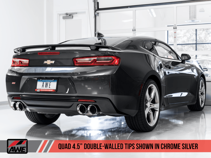 AWE Tuning 16-19 Chevrolet Camaro SS Axle-back Exhaust - Track Edition (Quad Chrome Silver Tips) - Order Your Parts - اطلب قطعك