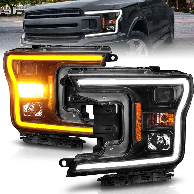 ANZO 2018-2020 Ford F-150 Projector Headlight w/ Plank Style Switchback Black Housing - Order Your Parts - اطلب قطعك