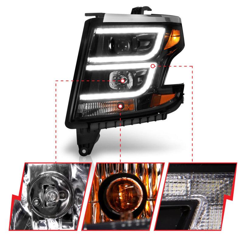 ANZO 2015-2020 Chevy Tahoe Projector Headlights Plank Style Black w/DRL - Order Your Parts - اطلب قطعك