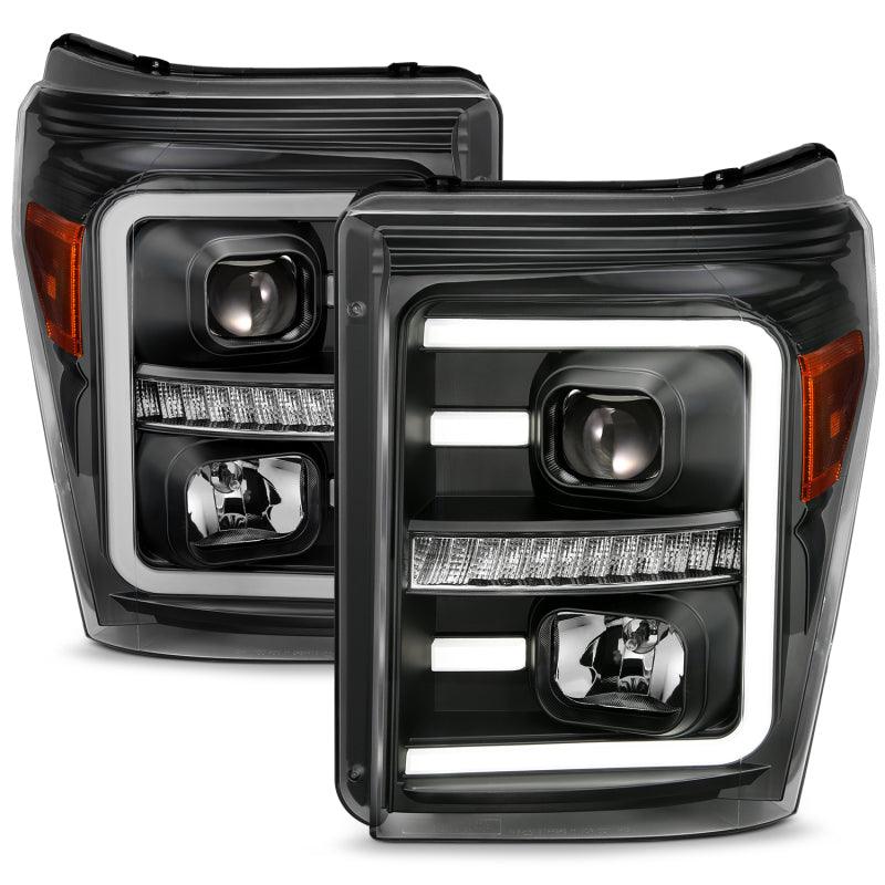 ANZO 2011-2016 Ford F250 Projector Headlights w/ Plank Style Switchback Black w/ Amber - Order Your Parts - اطلب قطعك