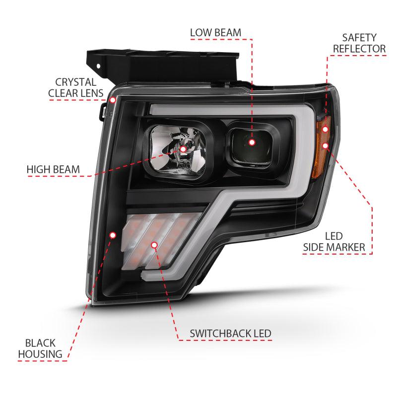 ANZO 2009-2013 Ford F-150 Projector Light Bar G4 Switchback H.L.Black Amber - Order Your Parts - اطلب قطعك