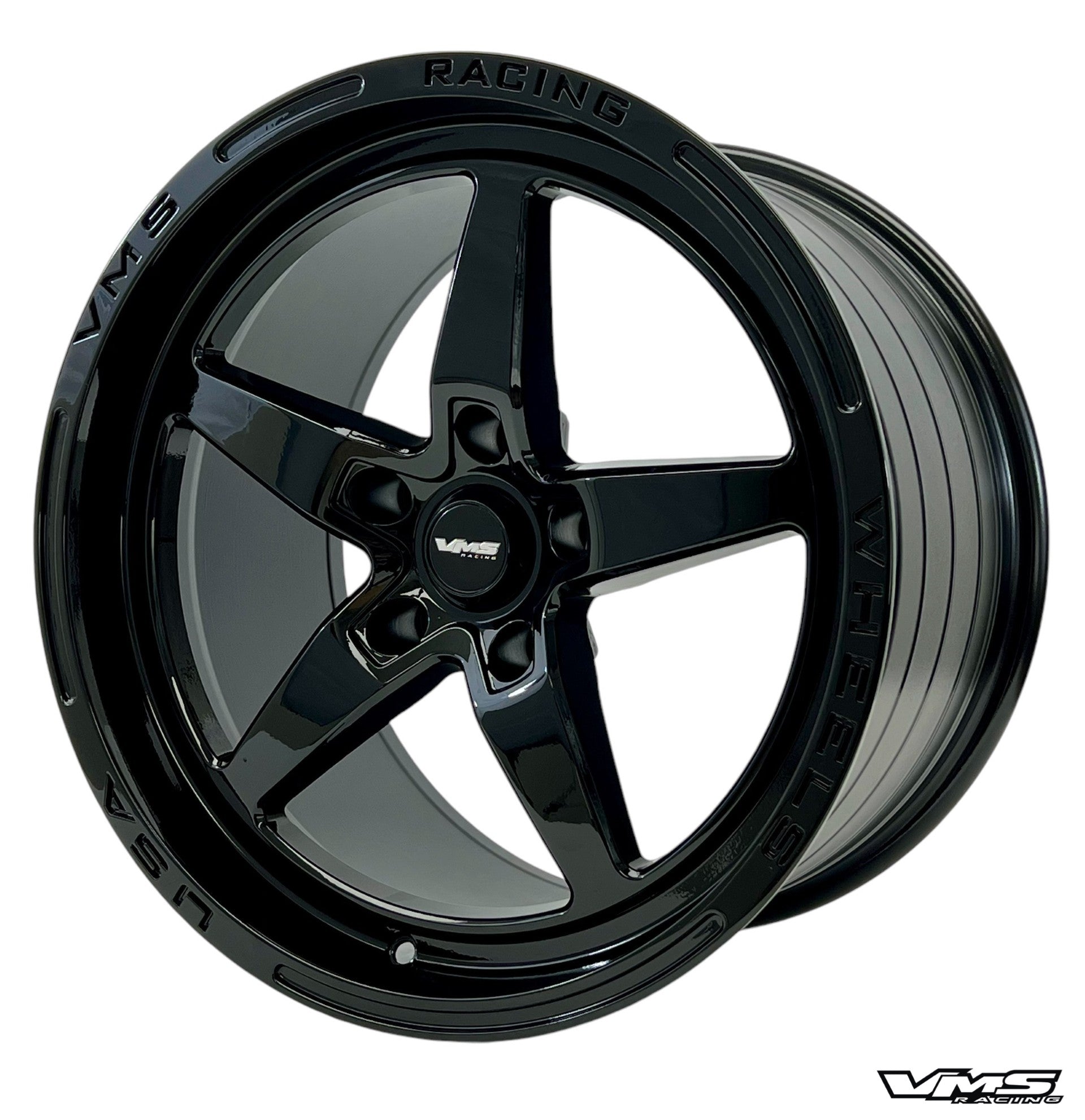 VMS V-Star 17x10 أسود بشفة ملمّعة