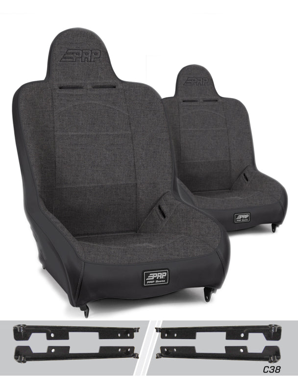 PRP Jeep Wrangler JK/JKU Premier High Back Suspension Seats Kit (Pair) - Gray