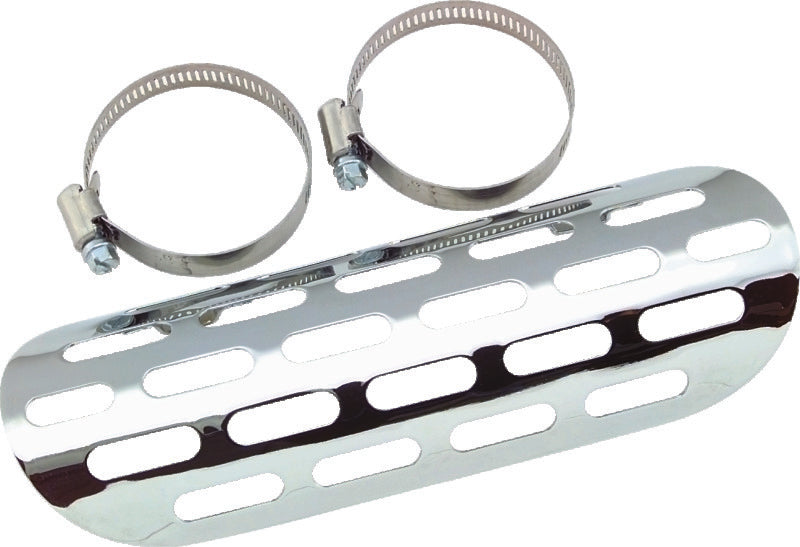 Bikers Choice Chrome Perforated Heat Shield Fits 1-3/4 to 2 Inch Pipe Custom