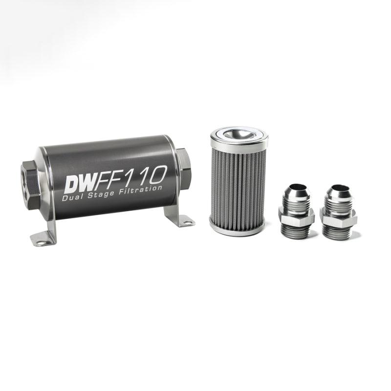 DeatschWerks Stainless Steel 10AN 100 Micron Universal Inline Fuel Filter Housing Kit (110mm) - Order Your Parts - اطلب قطعك