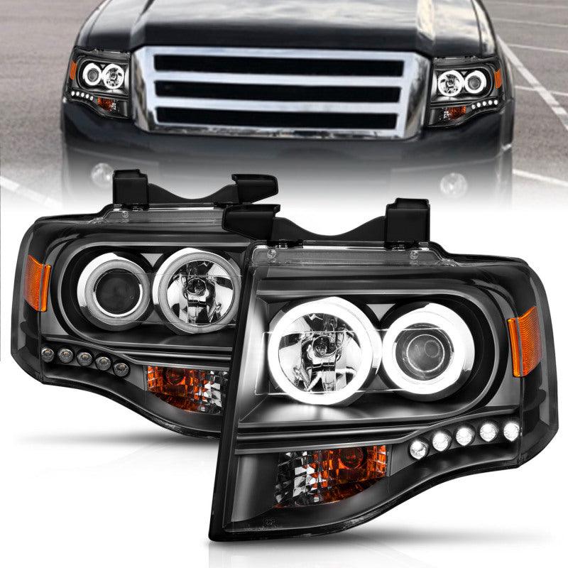 ANZO 2007-2014 Ford Expedition Projector Headlights w/ Halo Black - Order Your Parts - اطلب قطعك