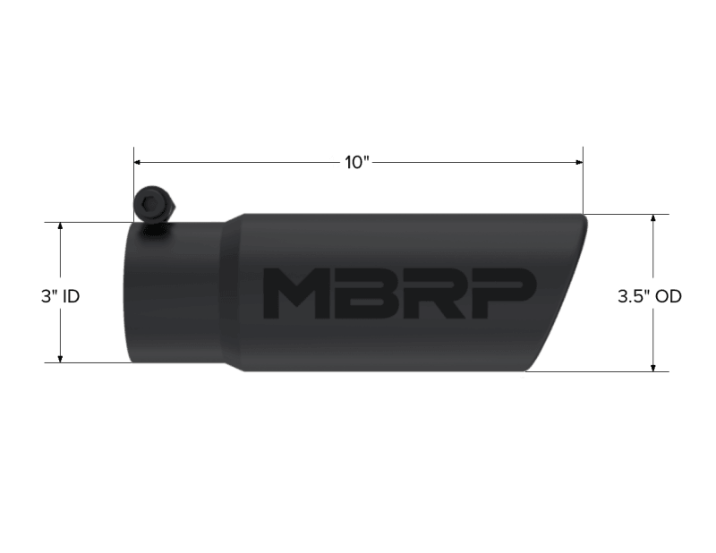 MBRP Universal Tip 3-1/2in O.D. Angled Rolled End - 3in ID Inlet 10in Length - Black - Order Your Parts - اطلب قطعك