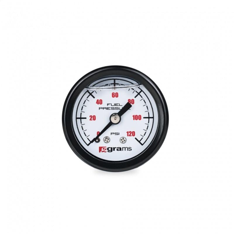 Grams Performance Universal 0-120 PSI Fuel Pressure Guage - White Face - Order Your Parts - اطلب قطعك