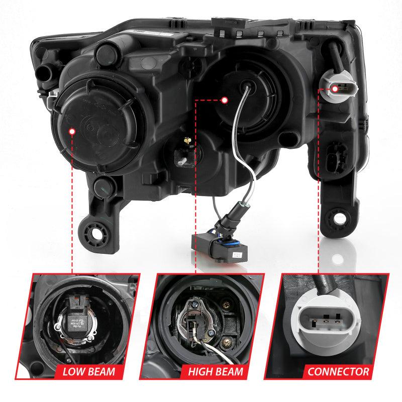 ANZO 2017-2018 Jeep Grand Cherokee Projector Headlights w/ Plank Style Switchback - Black w/ Amber - Order Your Parts - اطلب قطعك