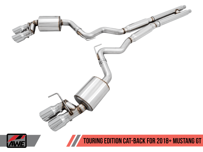 AWE Tuning 2018+ Ford Mustang GT (S550) Cat-back Exhaust - Touring Edition (Quad Diamond Black Tips) - Order Your Parts - اطلب قطعك