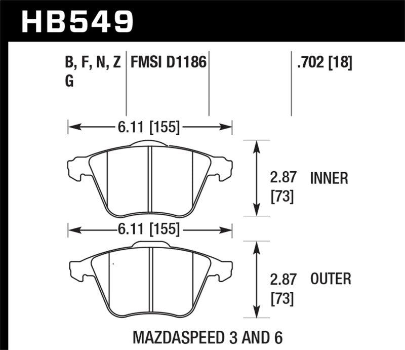 Hawk 07-08 Mazdaspeed3/06-07 Mazdaspeed6 HP+ Street Front Brake Pads - Order Your Parts - اطلب قطعك