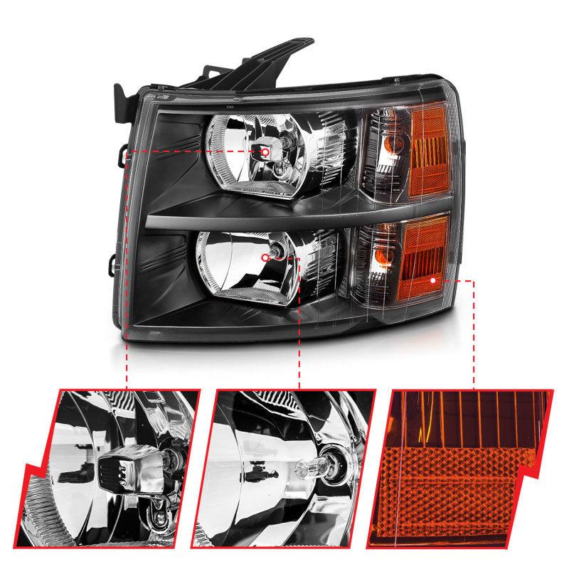 ANZO 2007-2013 Chevrolet Silverado Crystal Headlights Black - Order Your Parts - اطلب قطعك