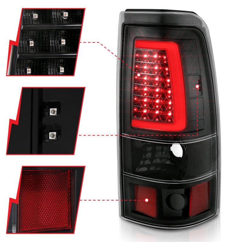 ANZO 1999-2002 Chevy Silverado 1500 LED Taillights Plank Style Black w/Clear Lens - Order Your Parts - اطلب قطعك
