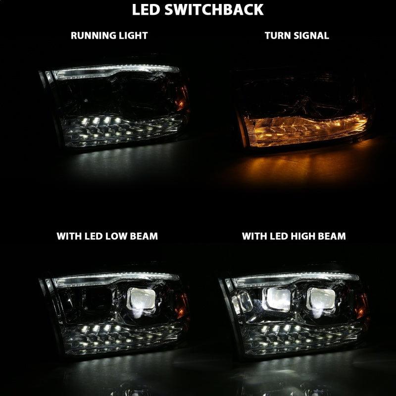 ANZO 2009-2018 Dodge Ram 1500 Led Projector Plank Style Switchback H.L Halo Chrome Amber (OE Style) - Order Your Parts - اطلب قطعك