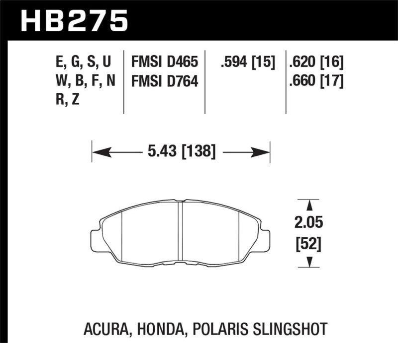 Hawk 97-99 Acura CL / 93-02 Honda Accord Coupe DX/EX/LX/96-10 Civic Coupe EX DTC-60 Race Brake Pads - Order Your Parts - اطلب قطعك