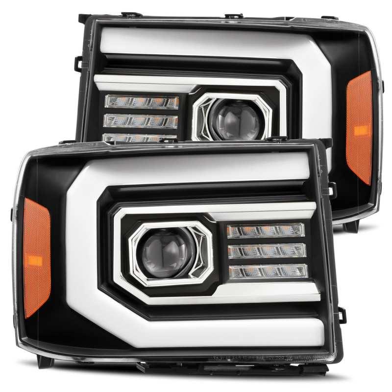 AlphaRex 07-13 GMC 1500HD PRO-Series Proj Headlights Plank Style Matte Blk w/Activ Light/Seq Signal - Order Your Parts - اطلب قطعك