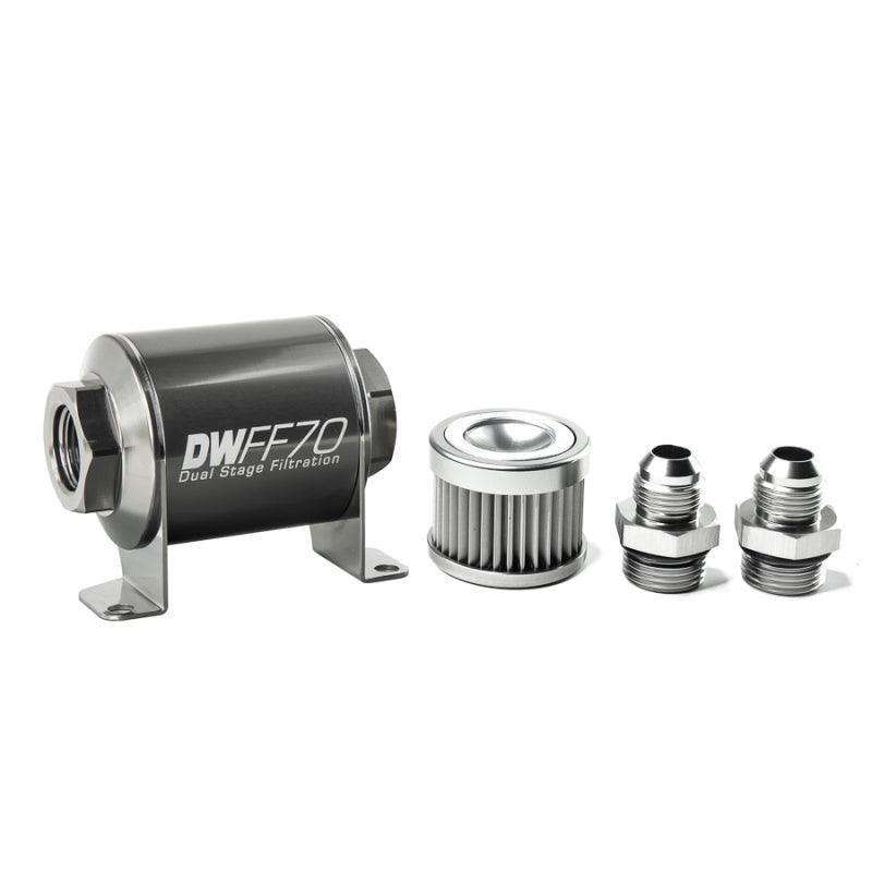 DeatschWerks Stainless Steel 8AN 10 Micron Universal Inline Fuel Filter Housing Kit (70mm) - Order Your Parts - اطلب قطعك