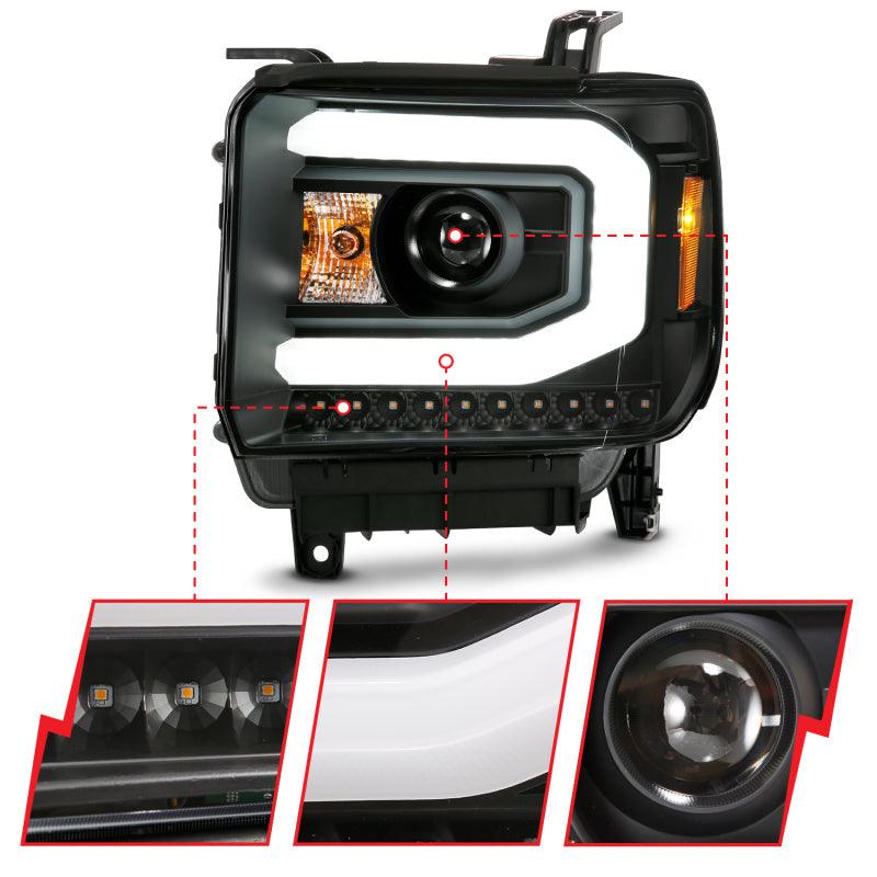 ANZO GMC SIERRA 1500 14-15 2500H/15-19 Projector Headlight Plank Style Black w/ Switchback (Halogen) - Order Your Parts - اطلب قطعك