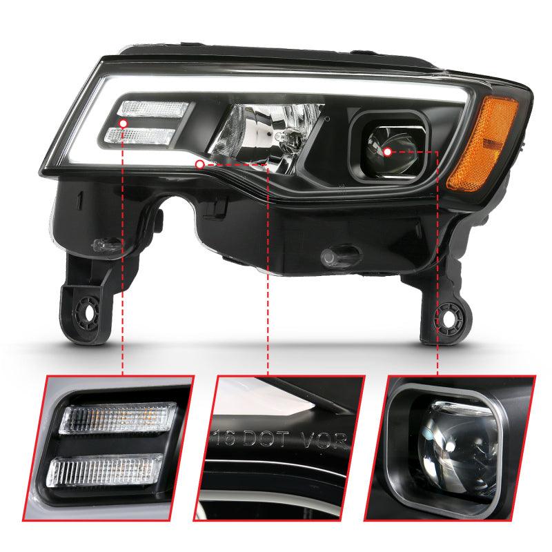 ANZO 2017-2018 Jeep Grand Cherokee Projector Headlights w/ Plank Style Switchback - Black w/ Amber - Order Your Parts - اطلب قطعك