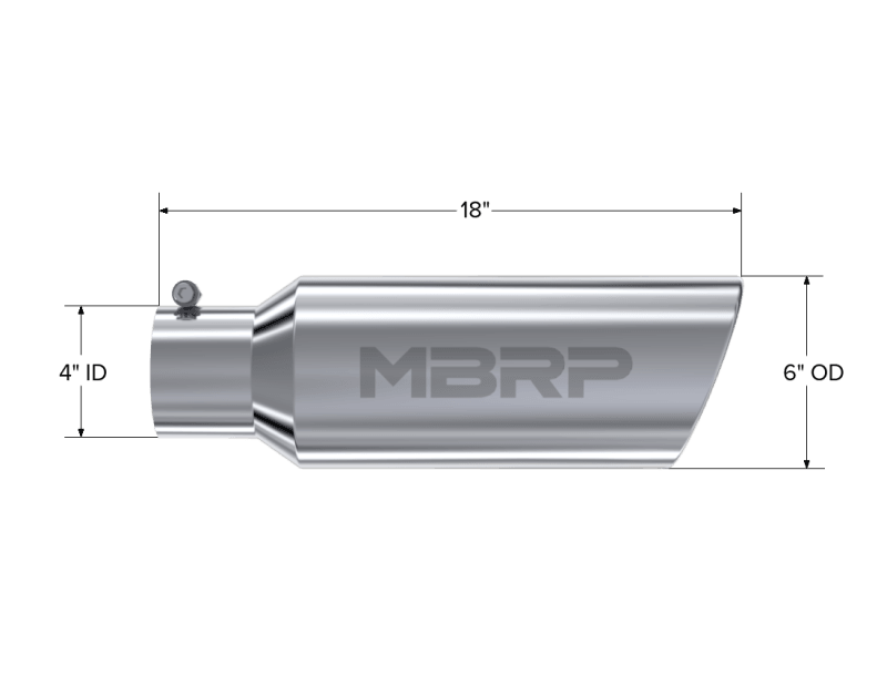 MBRP Universal Tip 6in OD Rolled End 4in Inlet 18in Length T304 - Order Your Parts - اطلب قطعك