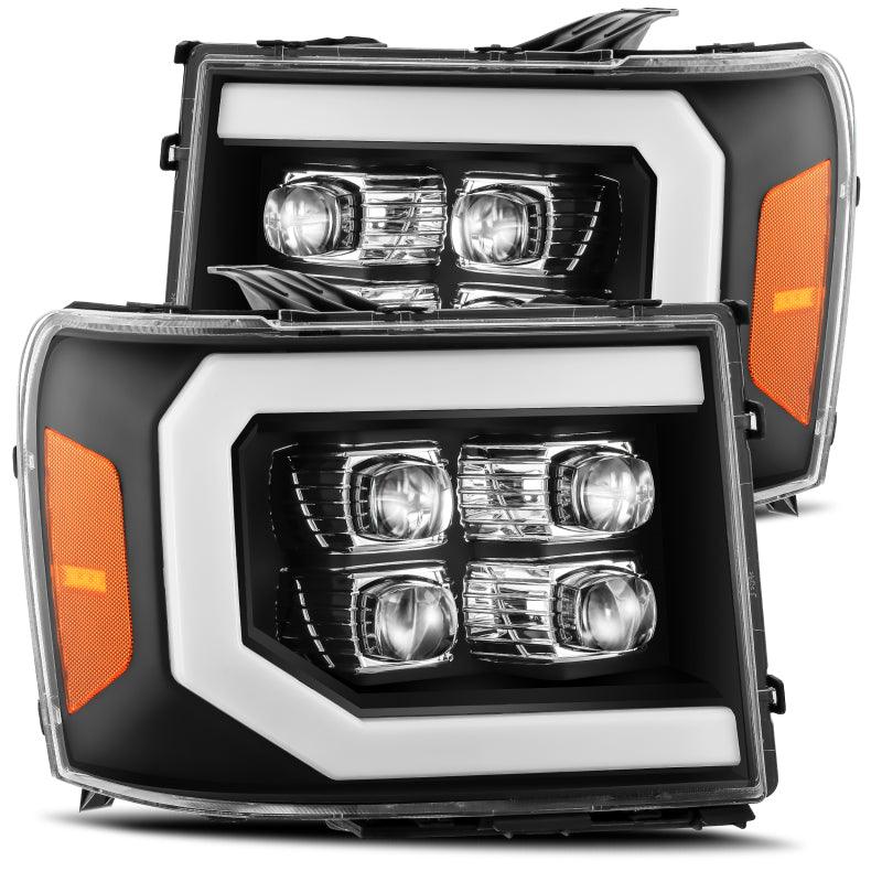 AlphaRex 07-13 GMC 1500HD NOVA LED Proj Headlight Plank Style Gloss Blk w/Activ Light/Seq Signal/DRL - Order Your Parts - اطلب قطعك