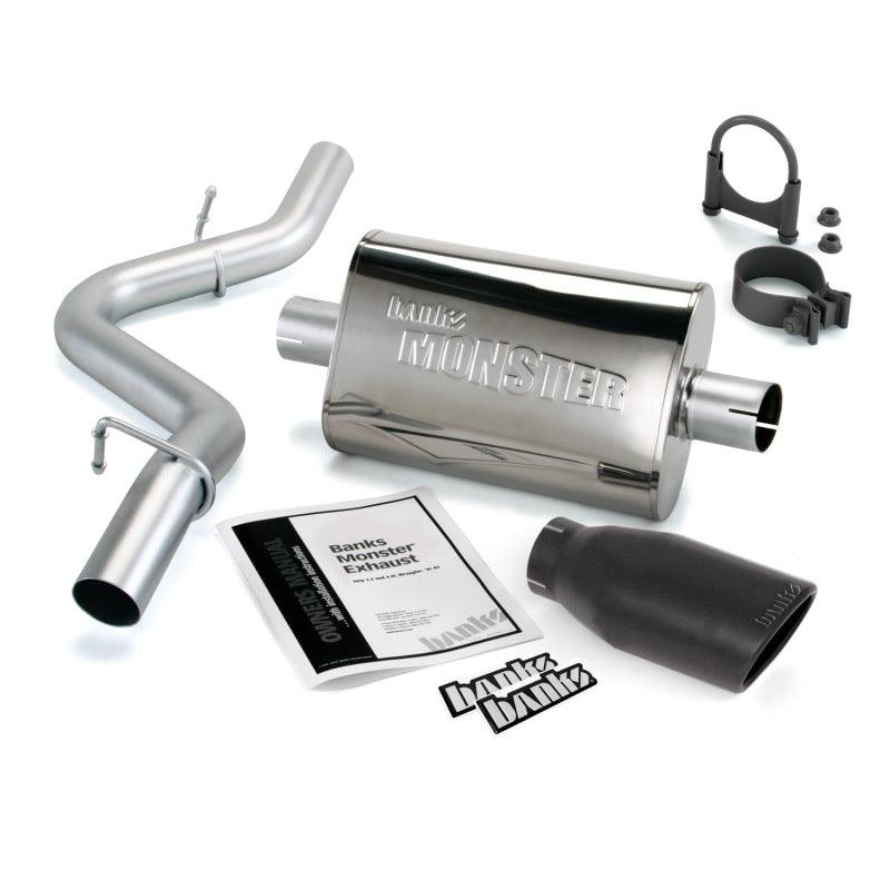 Banks Power 97-99 Jeep 2.5/4.0L Wrangler Slip Fit Cat Monster Exh Sys - SS Single Exh w/ Blk Tip - Order Your Parts - اطلب قطعك