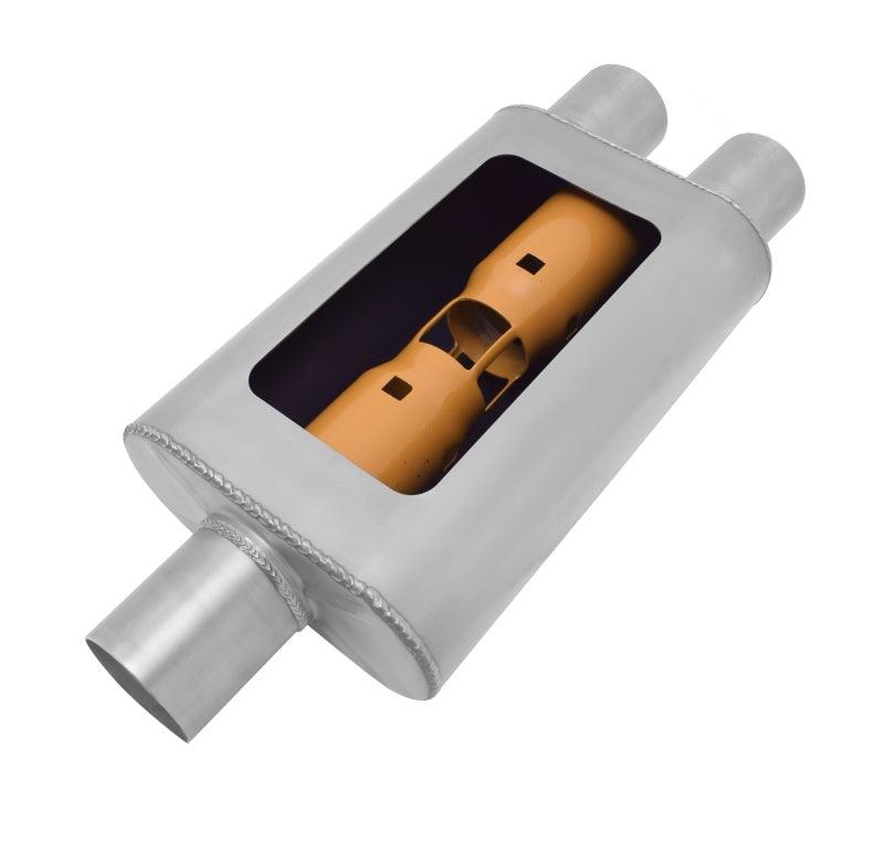 Gibson MWA Superflow Center/Dual Oval Muffler - 4x9x14in/3in Inlet/2.5in Outlet - Stainless - Order Your Parts - اطلب قطعك