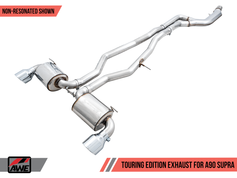 AWE Tuning 2020 Toyota Supra A90 Non-Resonated Touring Edition Exhaust - 5in Diamond Black Tips