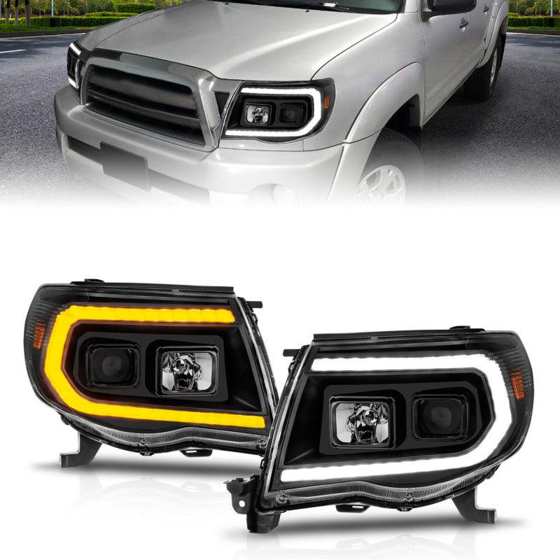 ANZO 05-11 Toyota Tacoma Projector Headlights w/Light Bar Switchback Black Housing - Order Your Parts - اطلب قطعك