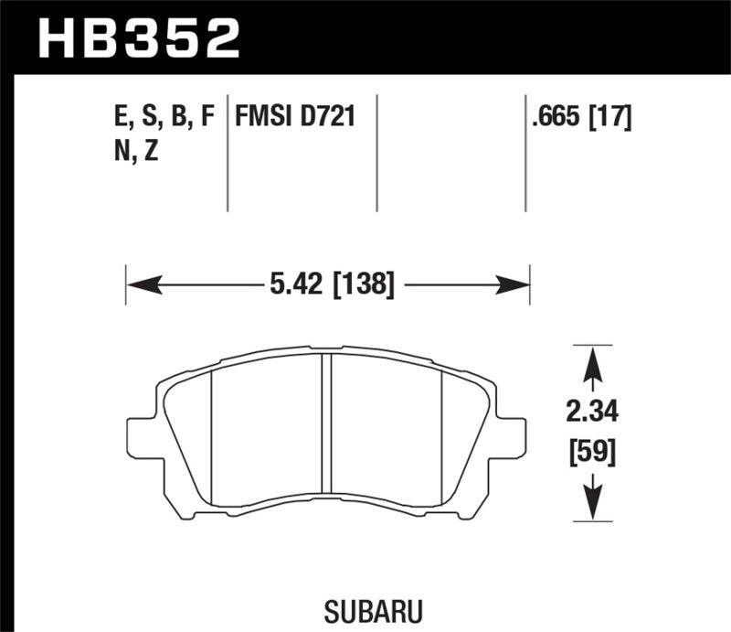Hawk 1998-2/2002 Subaru Forester L (w/Rear Drum Brakes) High Perf. Street 5.0 Front Brake Pads - Order Your Parts - اطلب قطعك