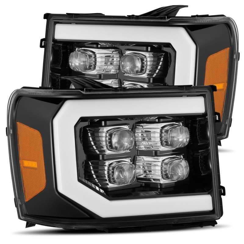 AlphaRex 07-13 GMC 1500HD NOVA LED Proj Headlights Plank Style Chrome w/Activ Light/Seq Signal/DRL - Order Your Parts - اطلب قطعك