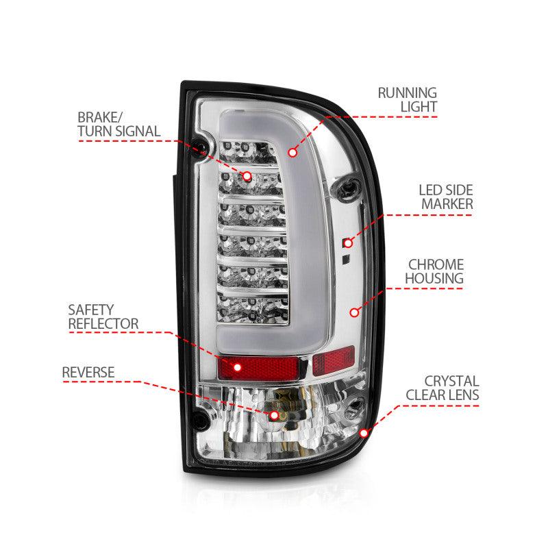 ANZO 1995-2004 Toyota Tacoma LED Taillights Chrome Housing Clear Lens (Pair) - Order Your Parts - اطلب قطعك