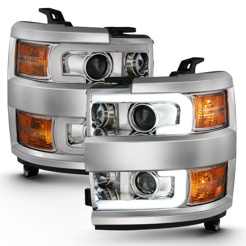 ANZO 2015-2016 Chevrolet Silverado Projector Headlights w/ Plank Style Design Chrome w/ Amber - Order Your Parts - اطلب قطعك