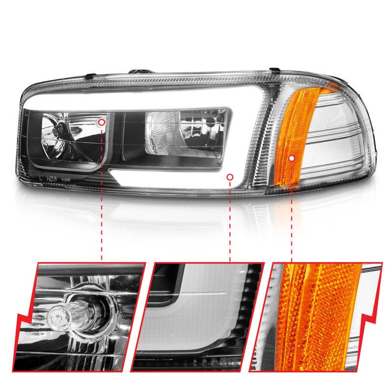 Anzo 99-17 GMC Sierra/Denali Headlights Black Amber (w/C Light Bars) - Order Your Parts - اطلب قطعك