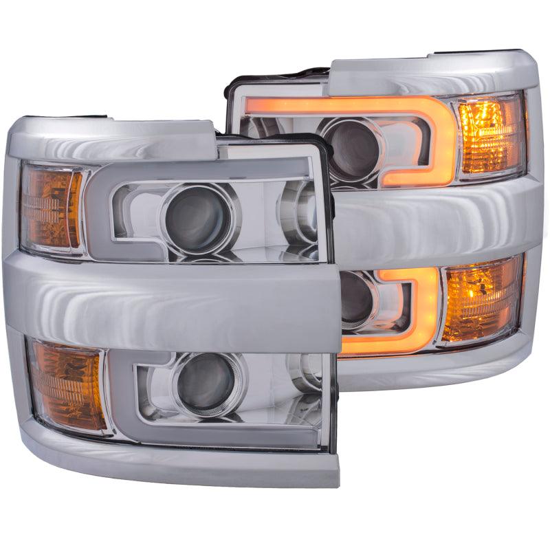 ANZO Projector Headlights 15-17 Chevrolet Silverado 2500HD / 3500HD Chrome w/ Chrome Rim - Order Your Parts - اطلب قطعك