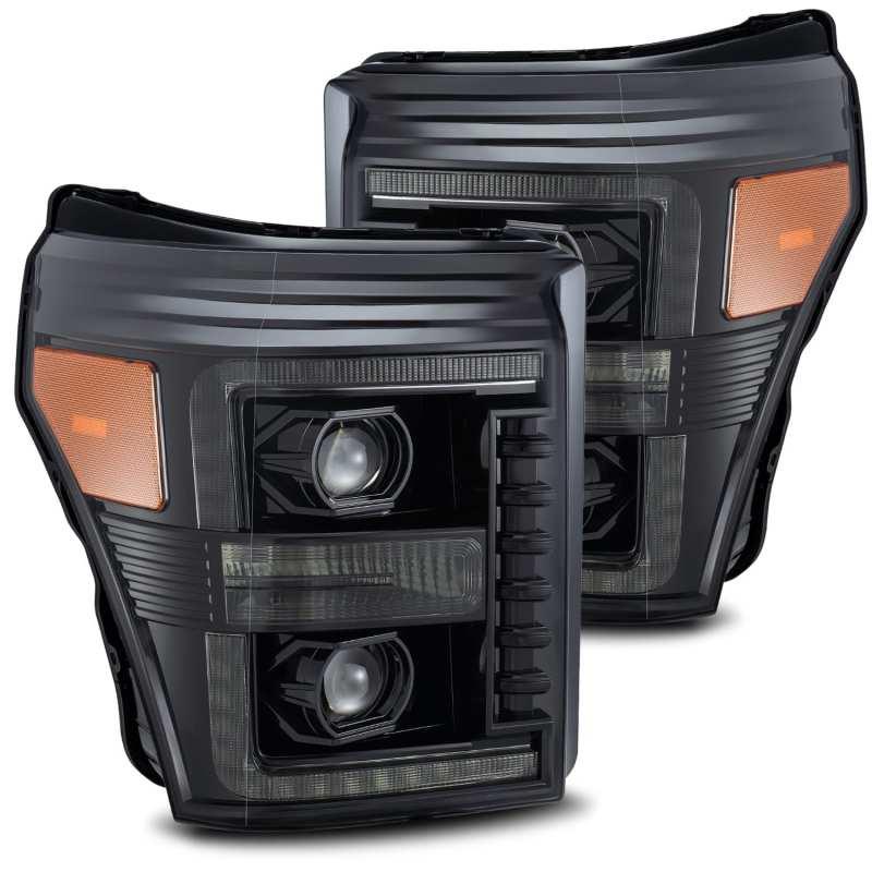 AlphaRex 11-16 Ford F-350 SD LUXX LED Proj Headlights Plank Style Alpha Blk w/Activ Light/Seq Signal - Order Your Parts - اطلب قطعك