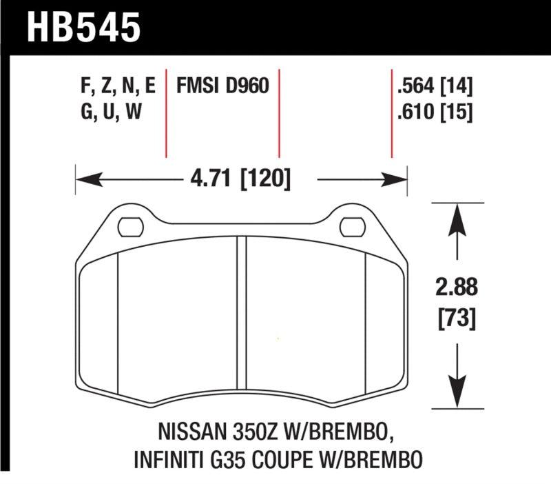 Hawk 03-04 Infiniti G35 / 04-09 Nissan 350z w/ Brembo Brakes DTC-70 Race Front Brake Pads - Order Your Parts - اطلب قطعك