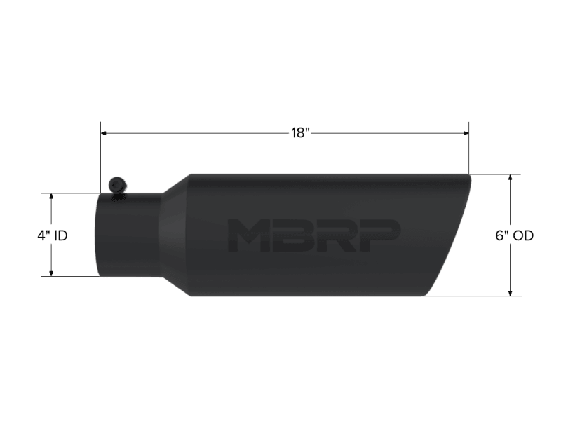 MBRP Universal Tip 6in OD Rolled End 4in Inlet 18in L Black Coated Exhaust Tip - Order Your Parts - اطلب قطعك