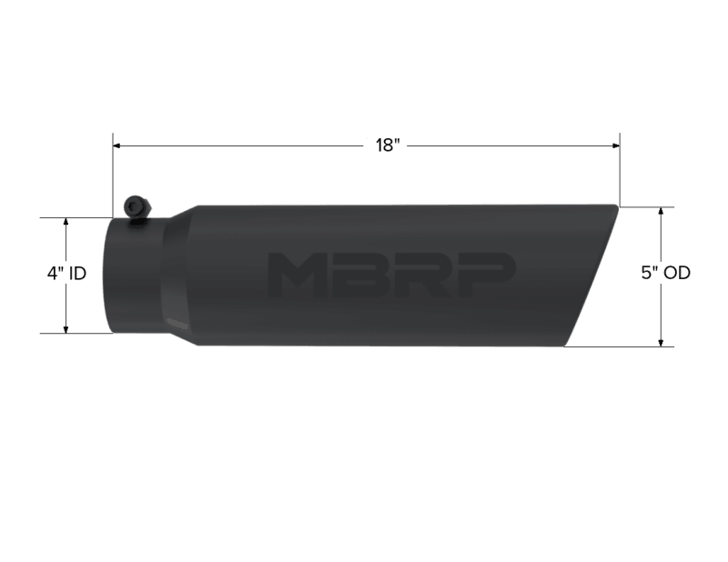 MBRP Universal 5in OD Angled Rolled End 4in Inlet 18in Lgth Black Finish Exhaust Tip - Order Your Parts - اطلب قطعك