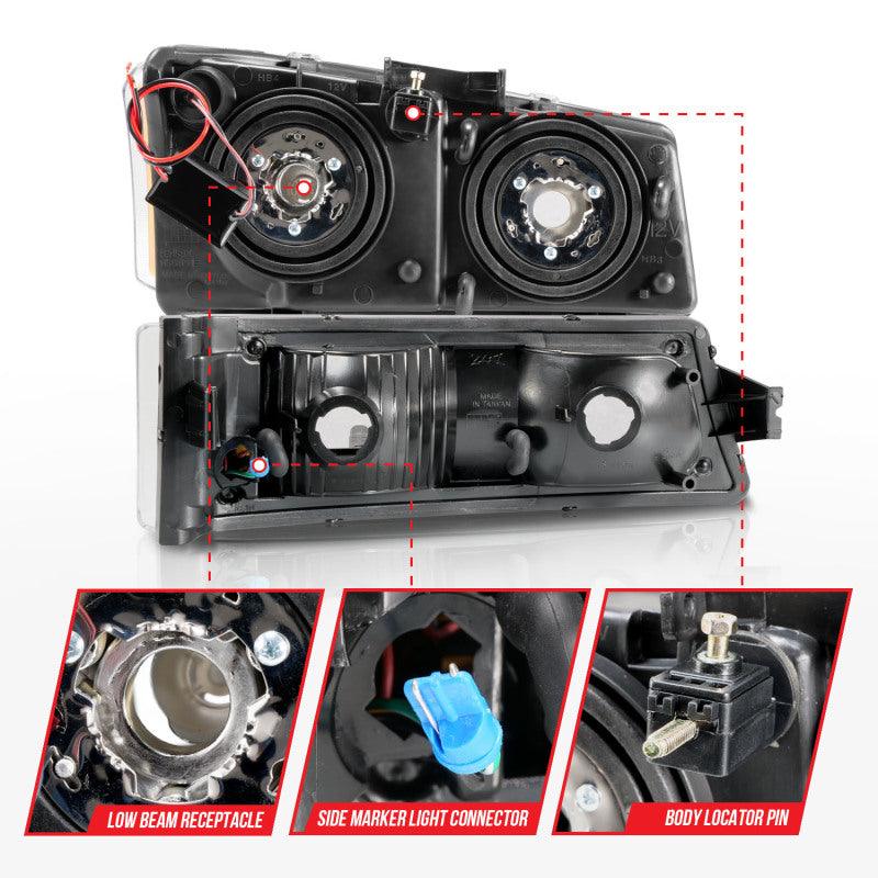 ANZO 2003-2006 Chevrolet Silverado 1500 Crystal Headlights w/ Light Bar Black Housing - Order Your Parts - اطلب قطعك